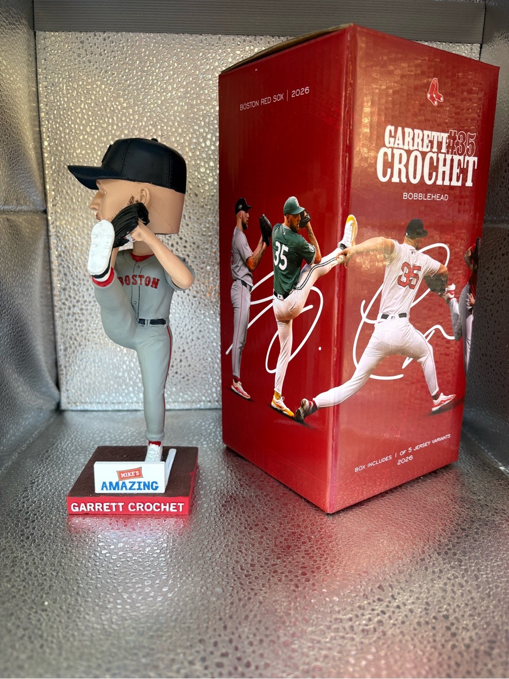 Garrett Crochet Boston Red Sox Bobblehead gray jersey 5-7-26 SGA new